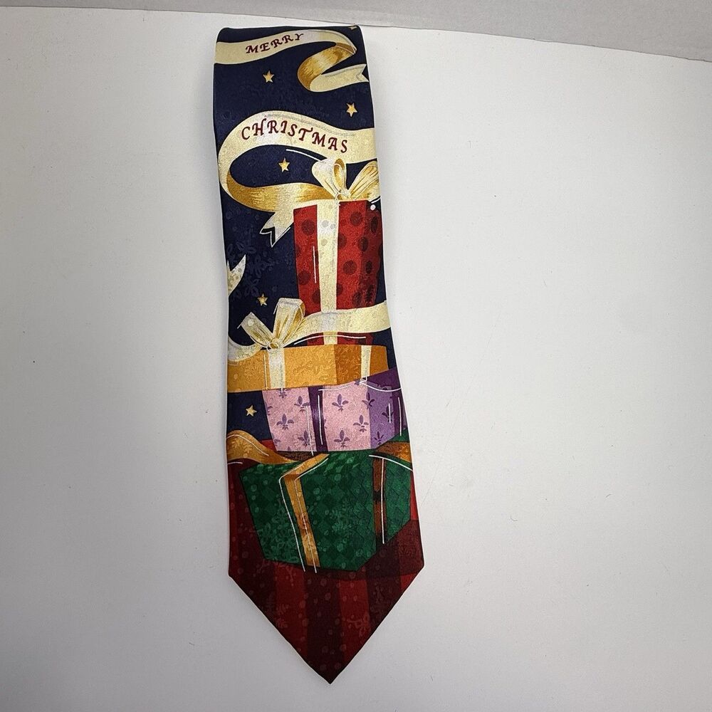 Vintage American Greetings Merry Christmas Presents 100% Silk Neck Tie